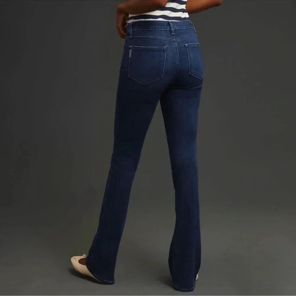 New Paige Manhattan Boot Cut High Rise Flare Jeans Dark Wash Denim Blue Sz 25 - Picture 3 of 16